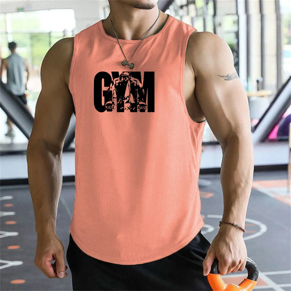 2026 new Men Tank Tops Sleeveless Shirt Polyester Mesh Material Quick Dry Breathable Men Workout Fitness Basketball Top Tee