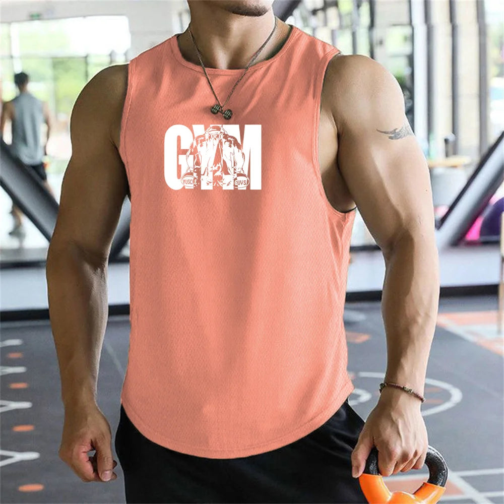 2026 new Men Tank Tops Sleeveless Shirt Polyester Mesh Material Quick Dry Breathable Men Workout Fitness Basketball Top Tee
