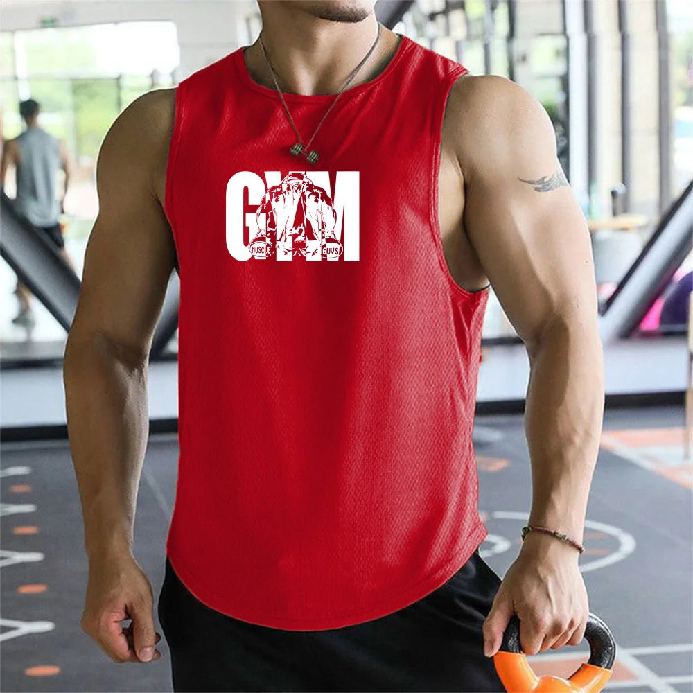 2026 new Men Tank Tops Sleeveless Shirt Polyester Mesh Material Quick Dry Breathable Men Workout Fitness Basketball Top Tee