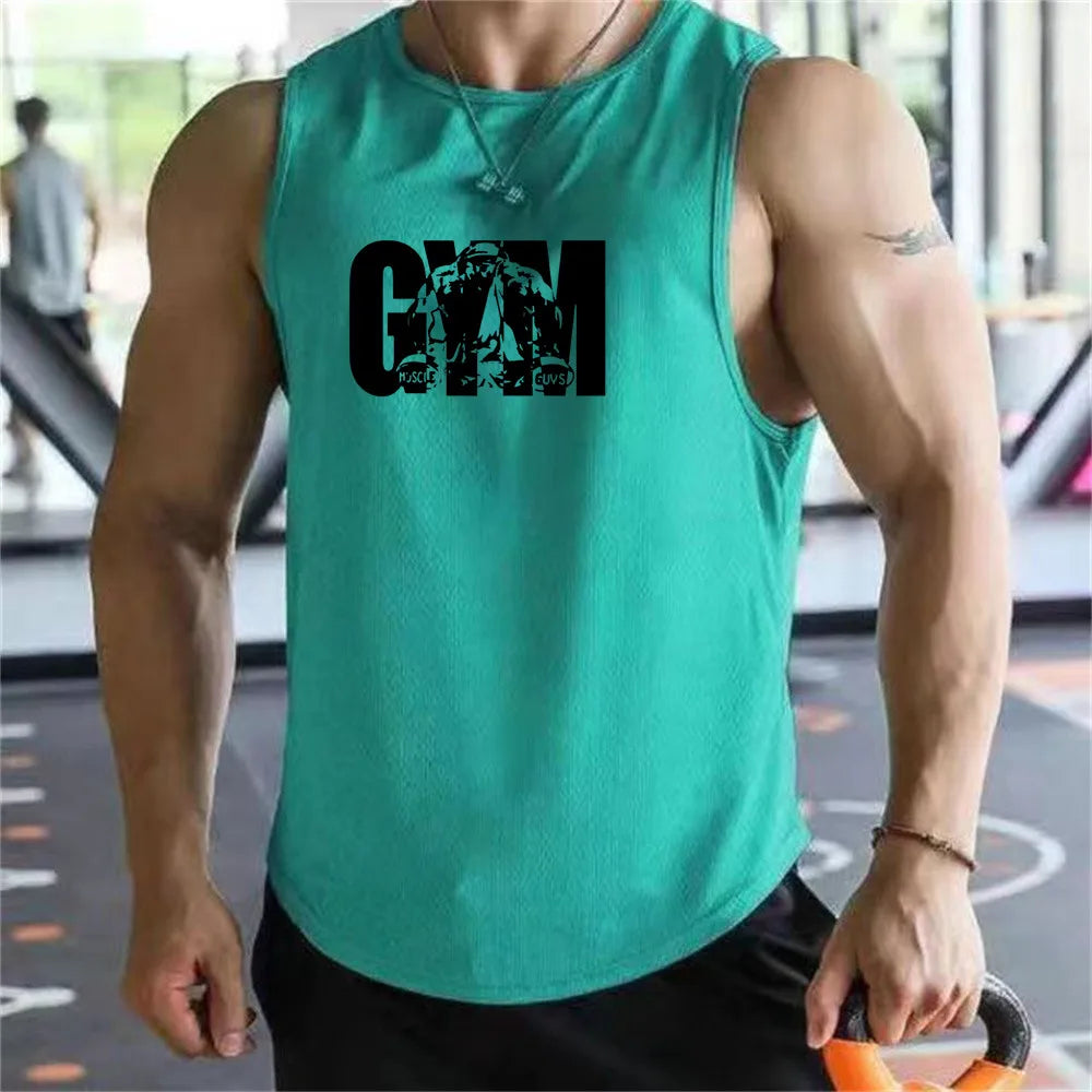 2026 new Men Tank Tops Sleeveless Shirt Polyester Mesh Material Quick Dry Breathable Men Workout Fitness Basketball Top Tee