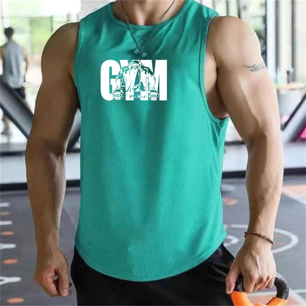 2026 new Men Tank Tops Sleeveless Shirt Polyester Mesh Material Quick Dry Breathable Men Workout Fitness Basketball Top Tee